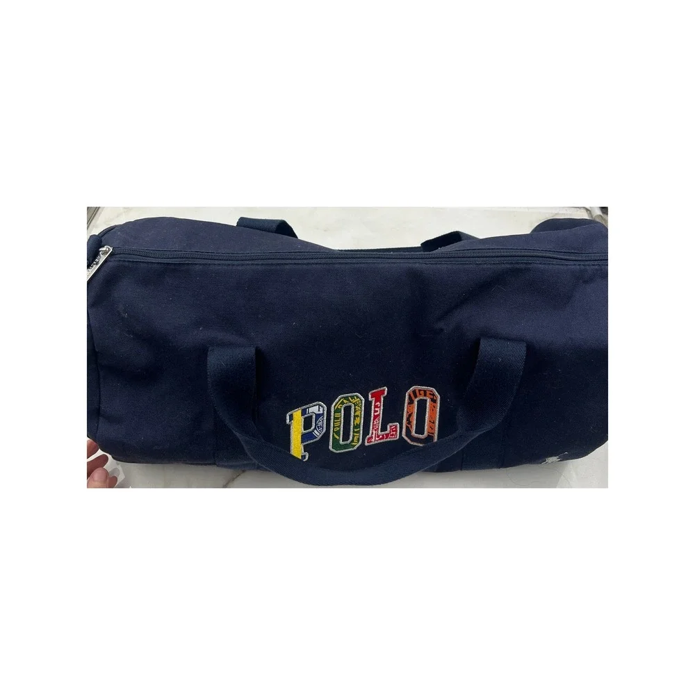 Polo Ralph Lauren Fragrances Navy Blue Canvas Duffel Bag Weekend Travel Gym Bag
